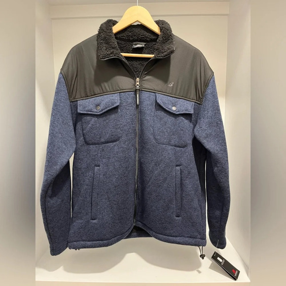 New Balance Navy and Black Full Zip Sweater Fleece Men’s Medium New with Tags - Picture 1 of 16